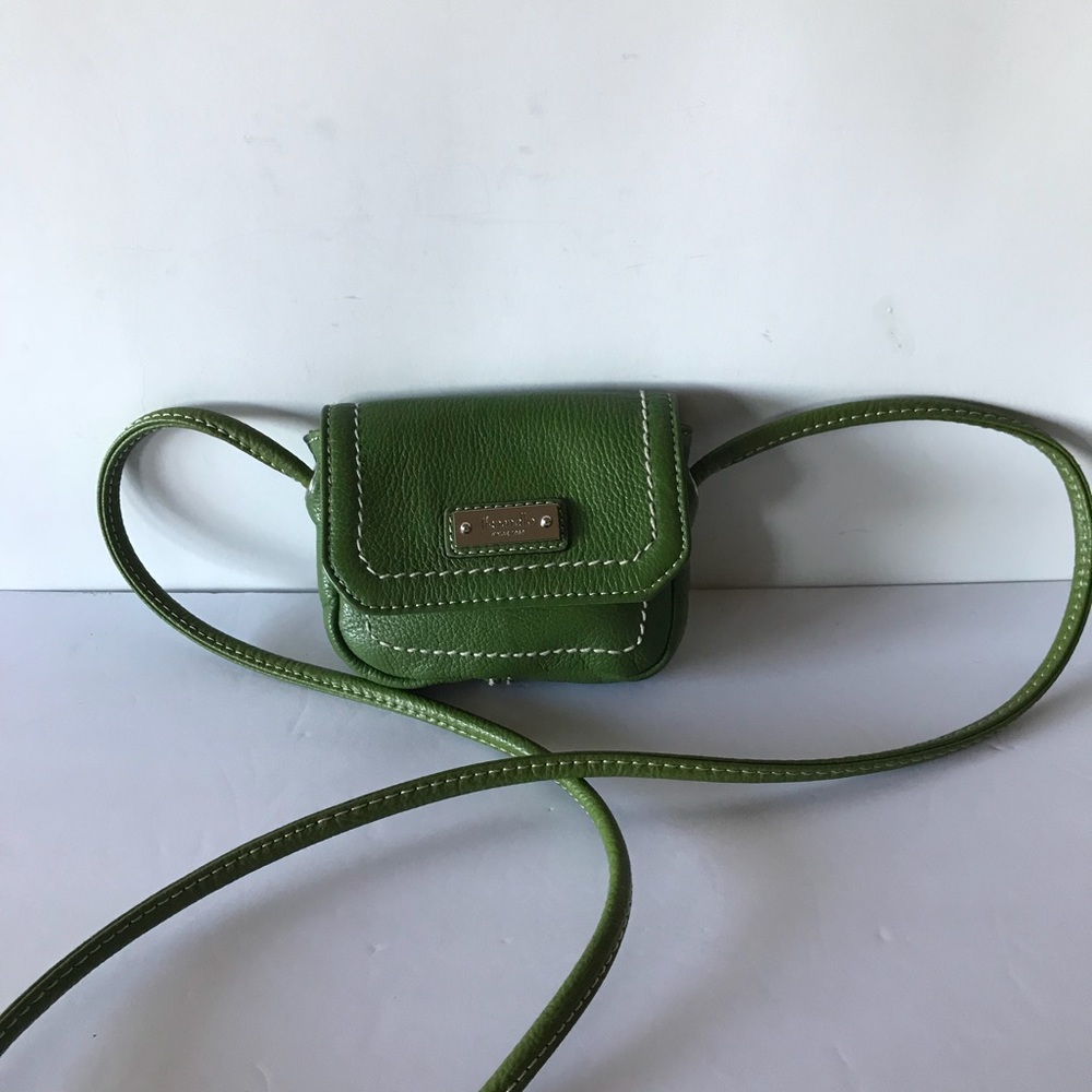 Tignanello Green Pebble Leather Coin Crossbody